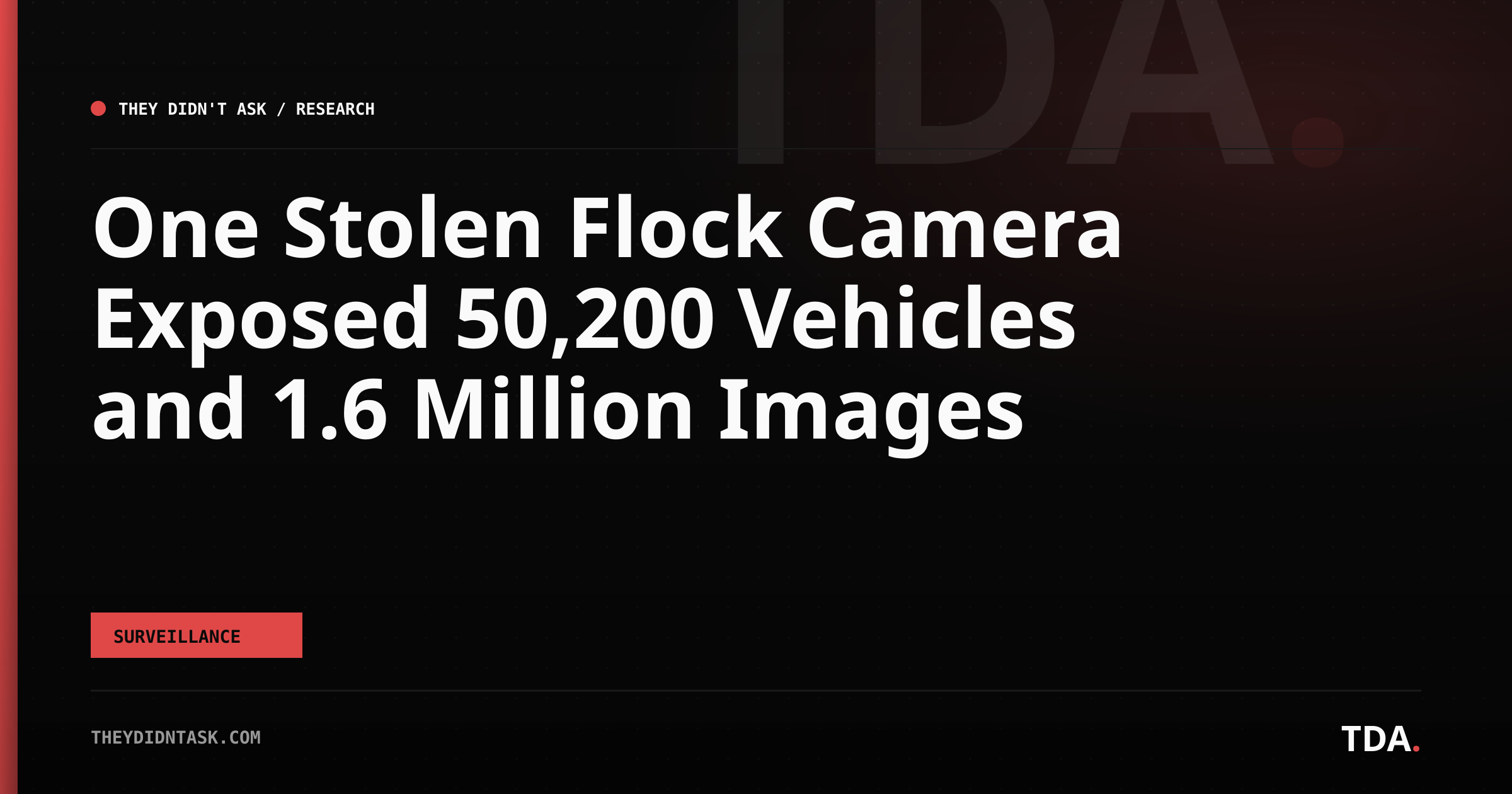 One Stolen Flock Camera Exposed 50,200 Vehicles and 1.6 Million Images
